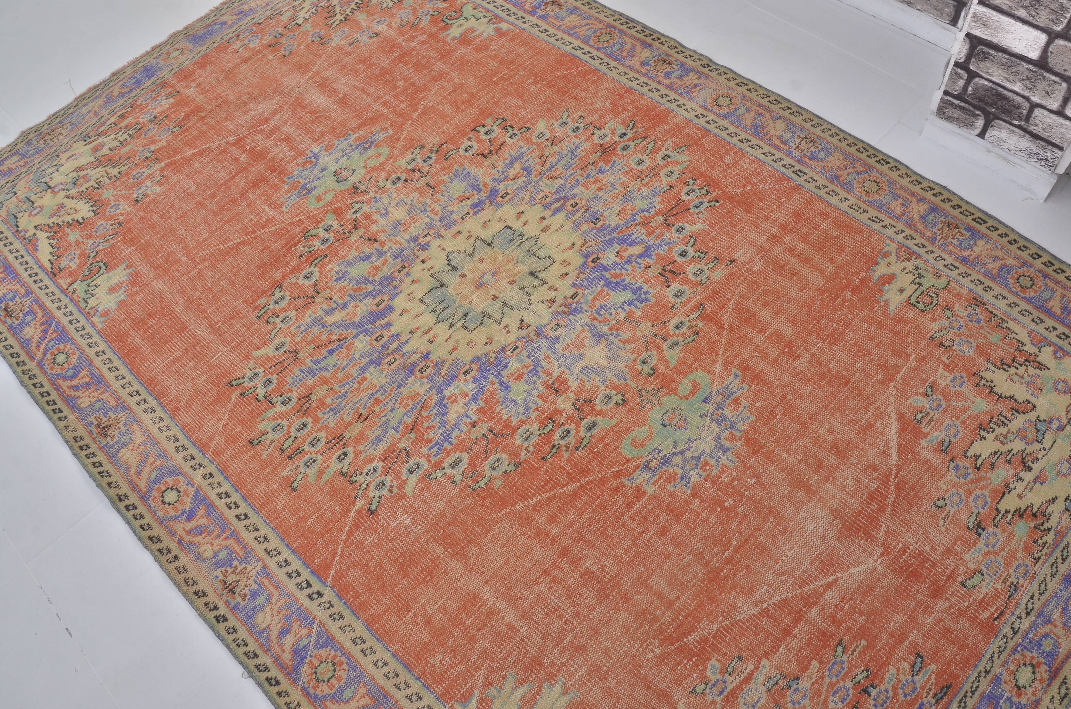 Orange Anatolian Vintage Turkish Rug sku 734