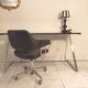 Seventies desk tinted glass top and chrome base