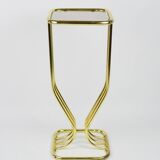 Table d'appoint en métal doré et verre, années 1980