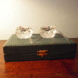 Duo of Saleron in crystal with their serving spoons, in original box - 50s -