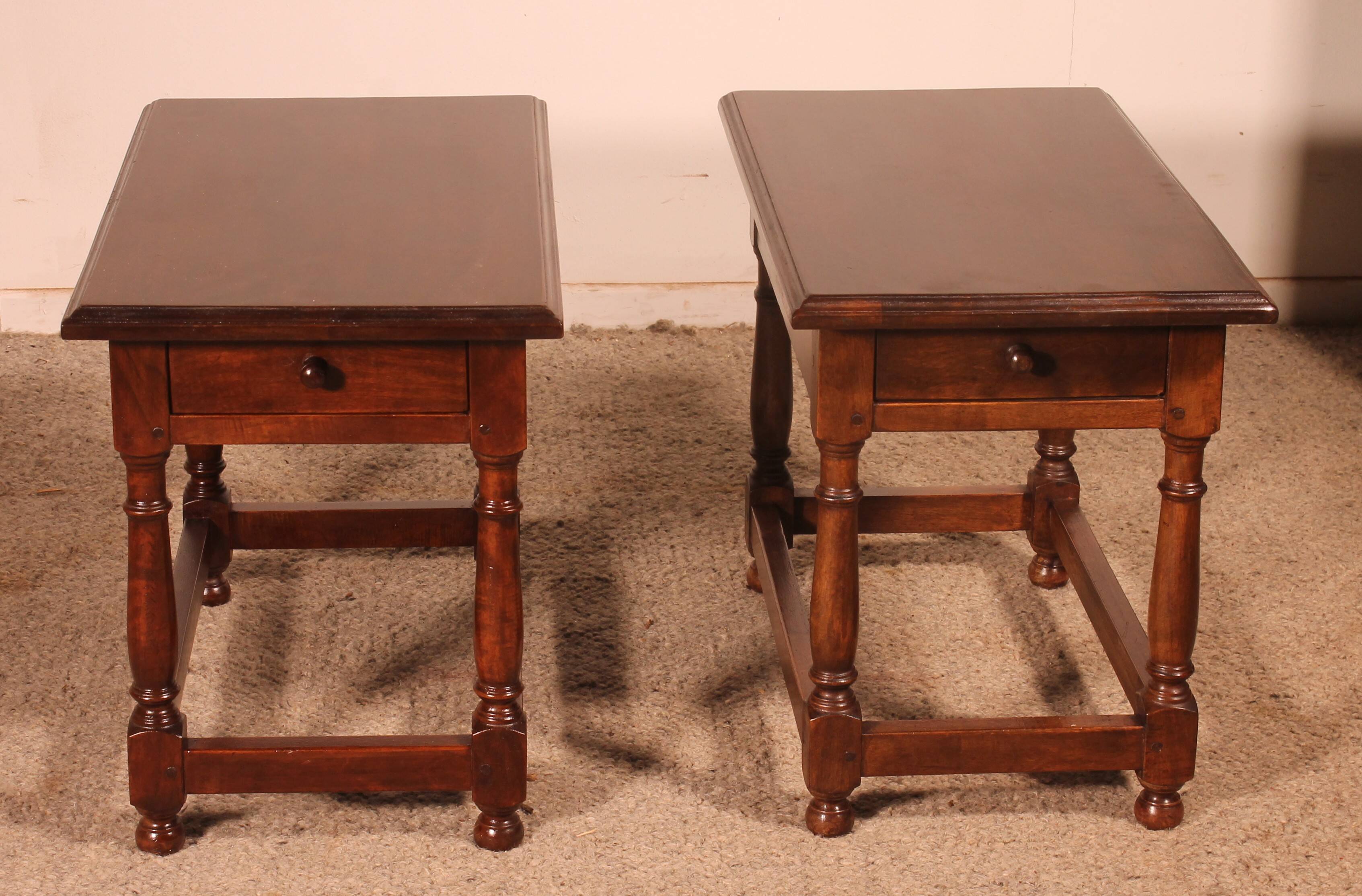 pair of Spanish walnut bedside tables or side tables