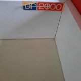 DF2000 bedside table with two drawers coral red orange Raymond Loewy