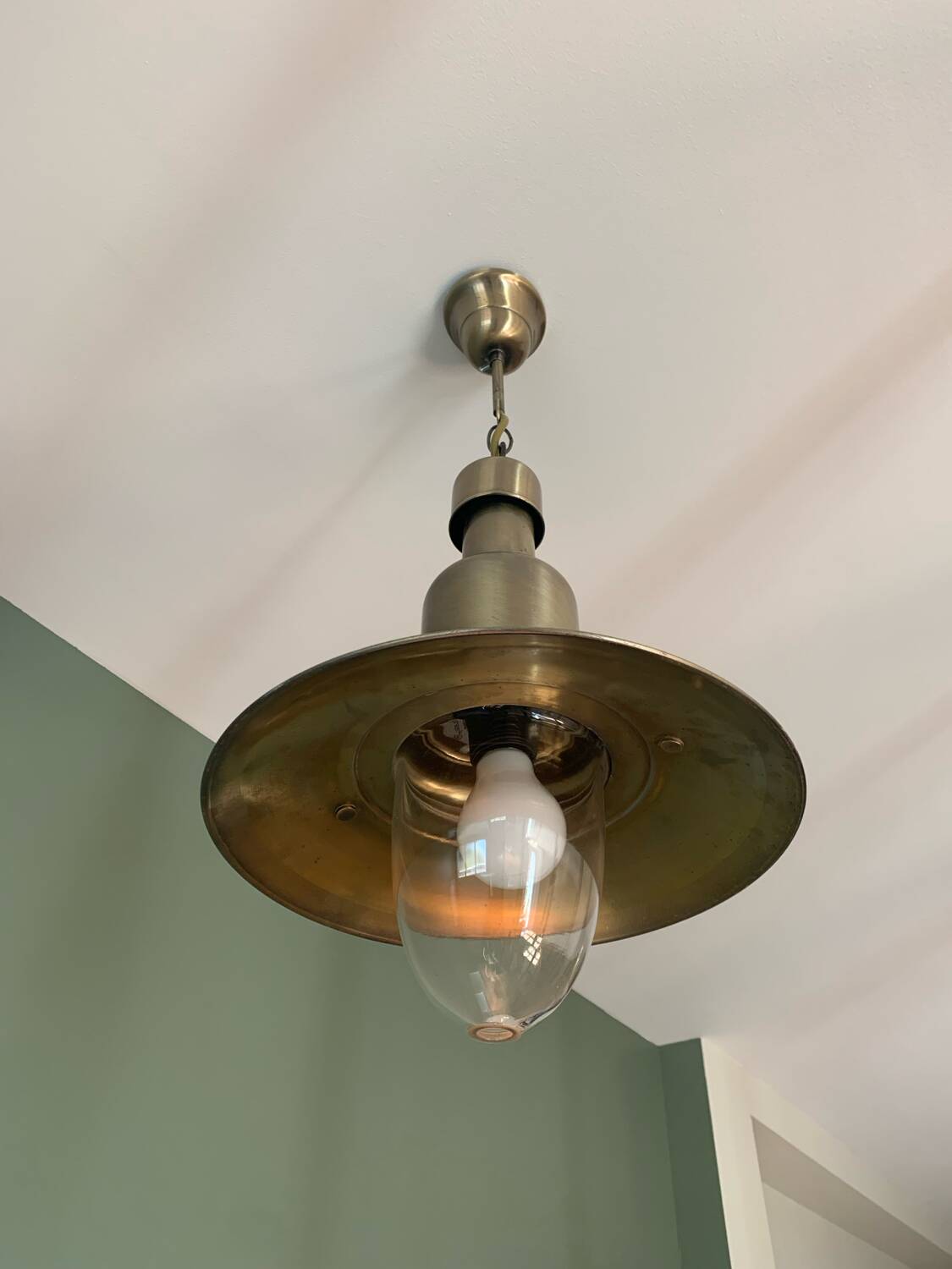 Industrial style brushed brass pendant light