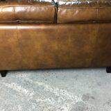 Vintage 2-seater sofa 80 S in camel leather