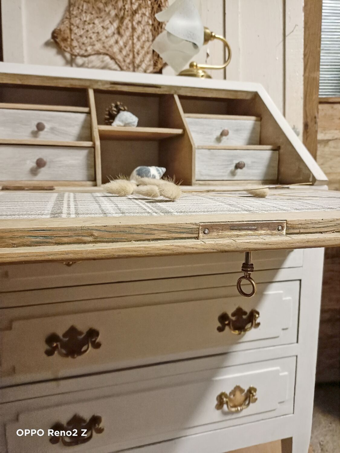 Wooden secretary chest of drawers