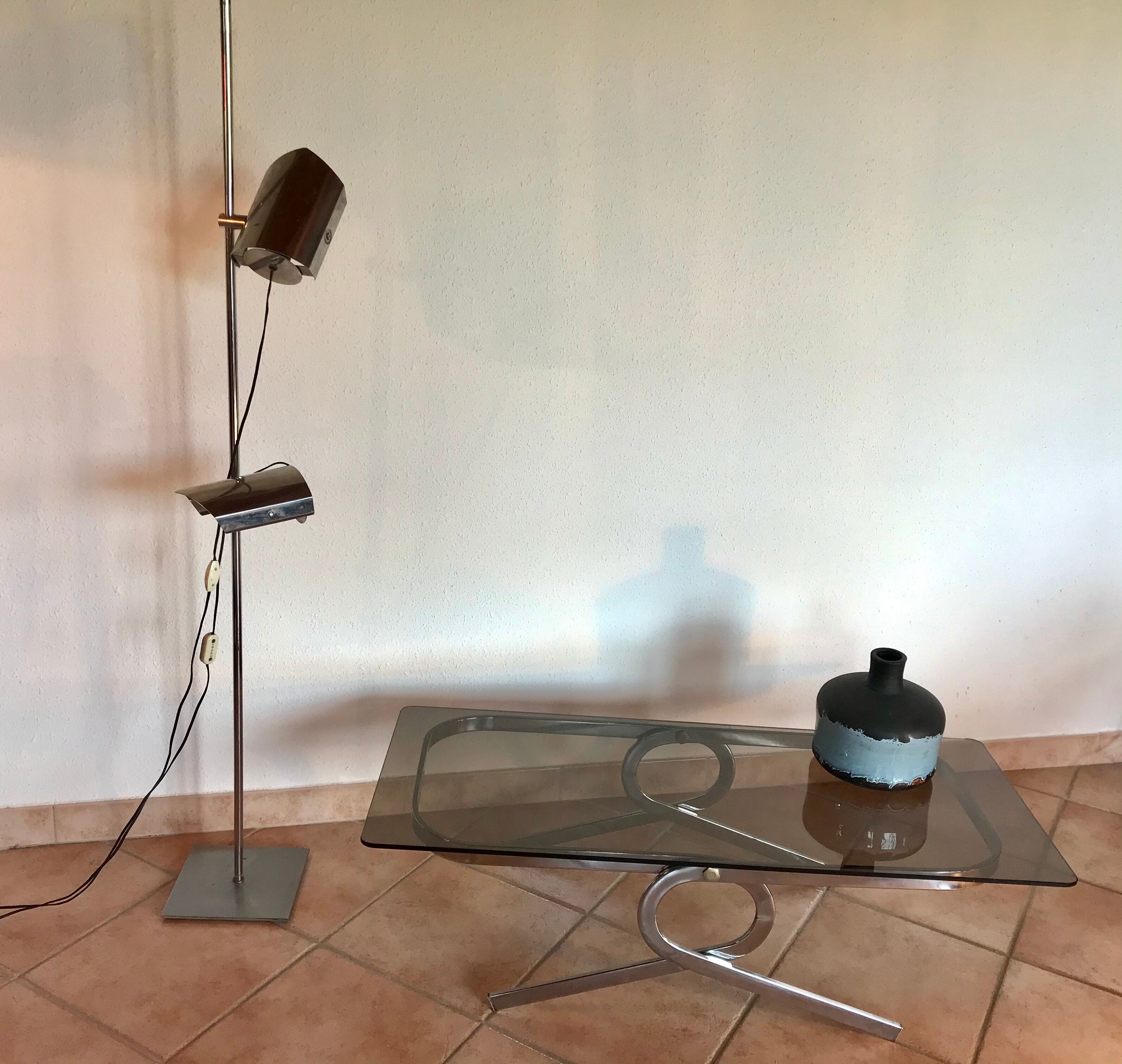 Coffee table 70s glass and chrome