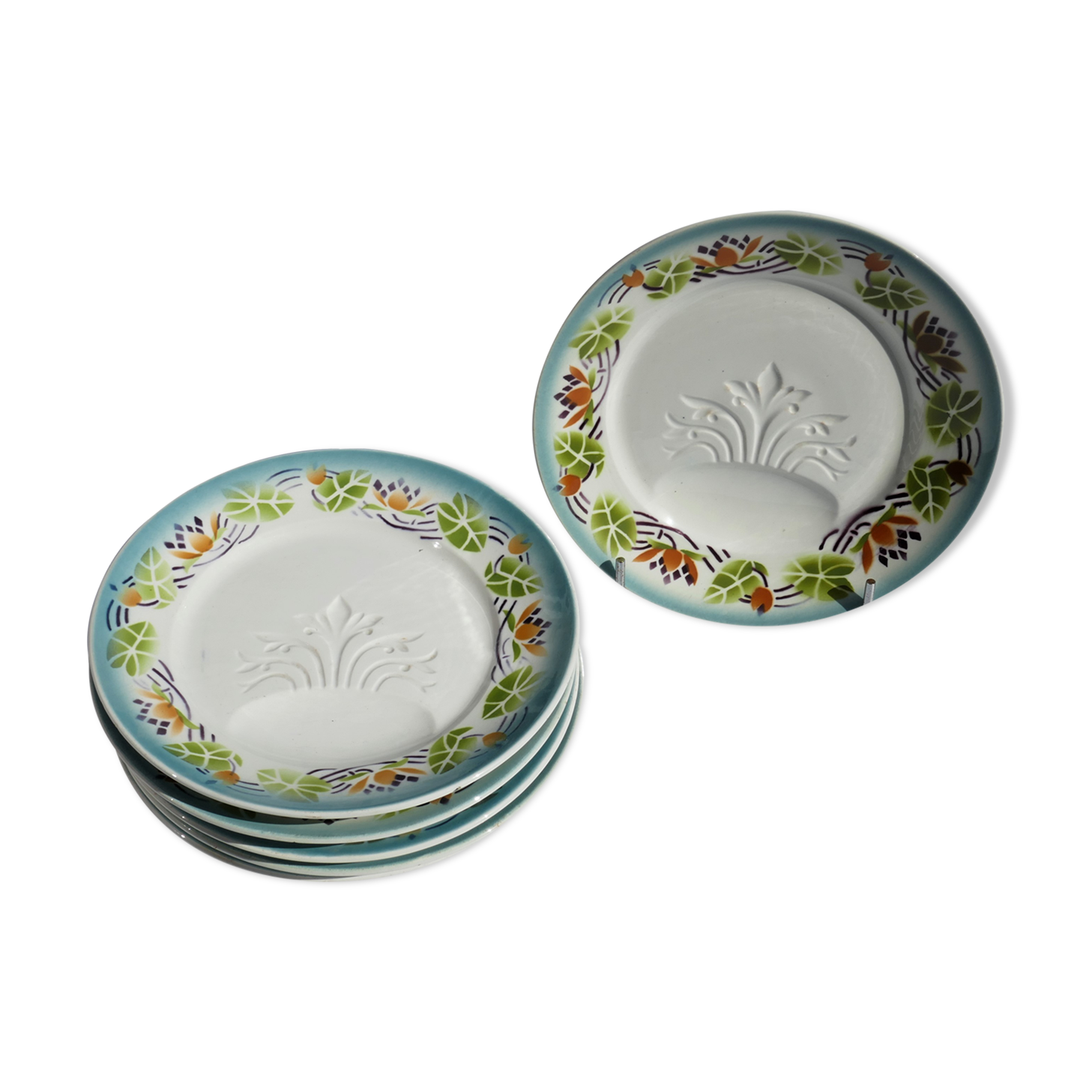 6 Digoin-Sarreguemines old artichaud plates