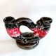Vintage artisanal two-tone earthenware candle holder Vallauris France