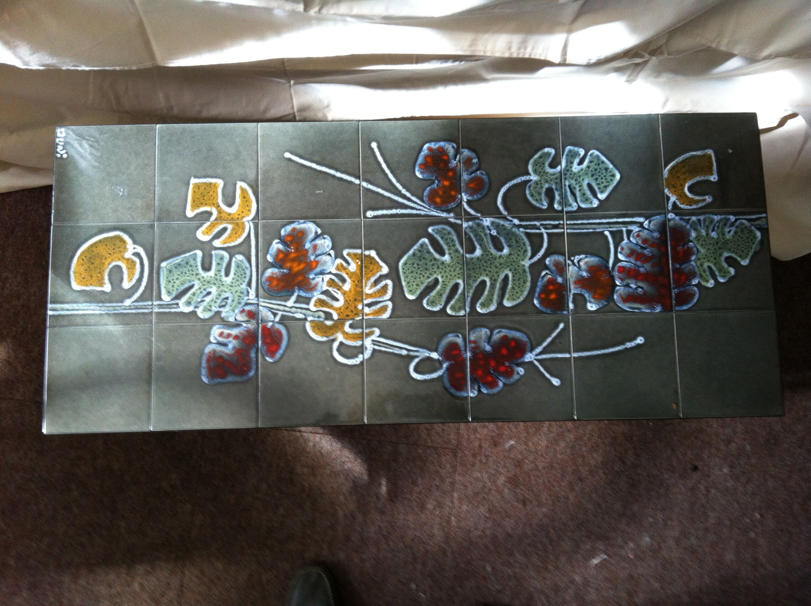 Signed ceramic table metal base