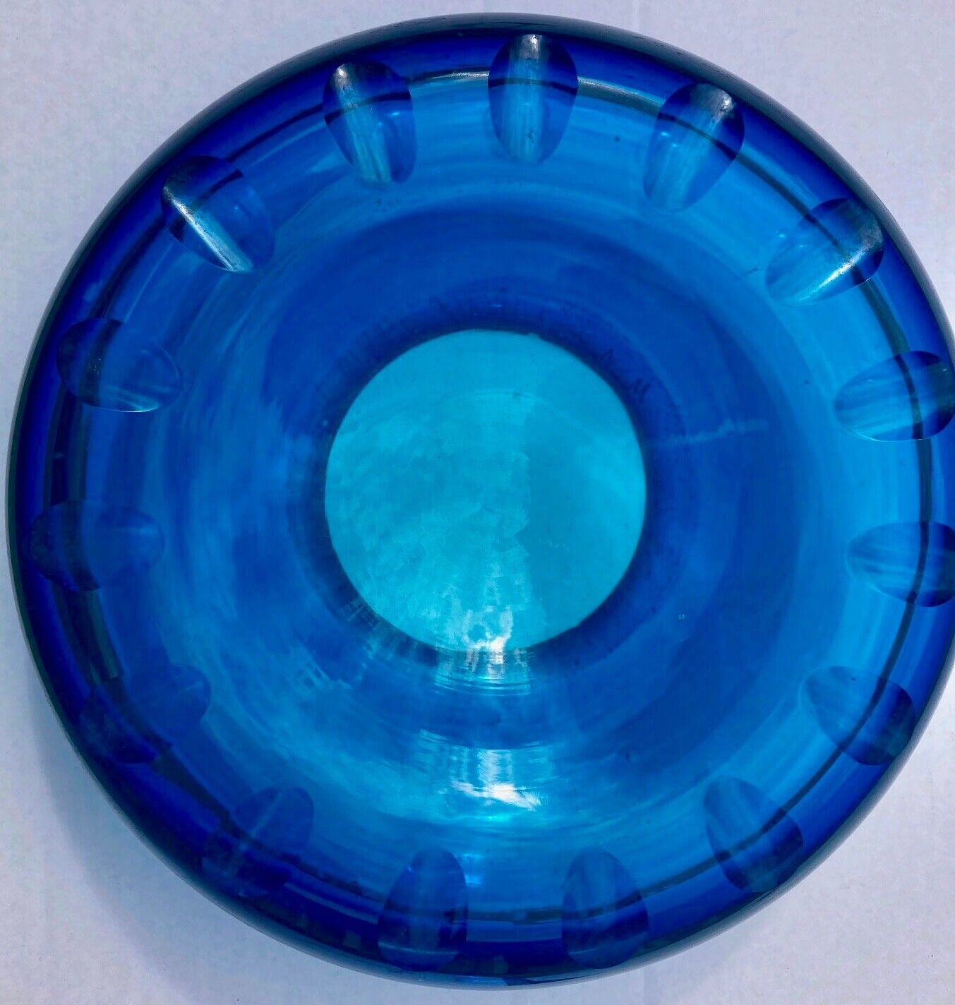 Electric blue glass ashtray signed marc newson twentieth century design