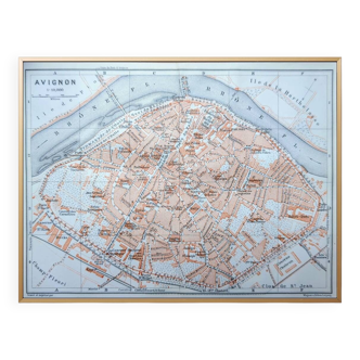 Printed in 1910, map of Avignon, Vaucluse.