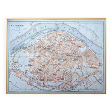 Printed in 1910, map of Avignon, Vaucluse.