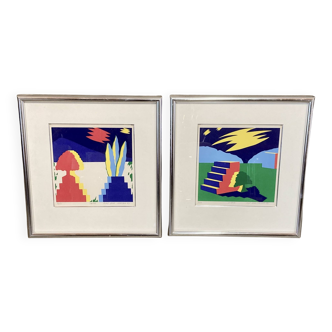 Duo of lithographs "bent karl jakobsen".