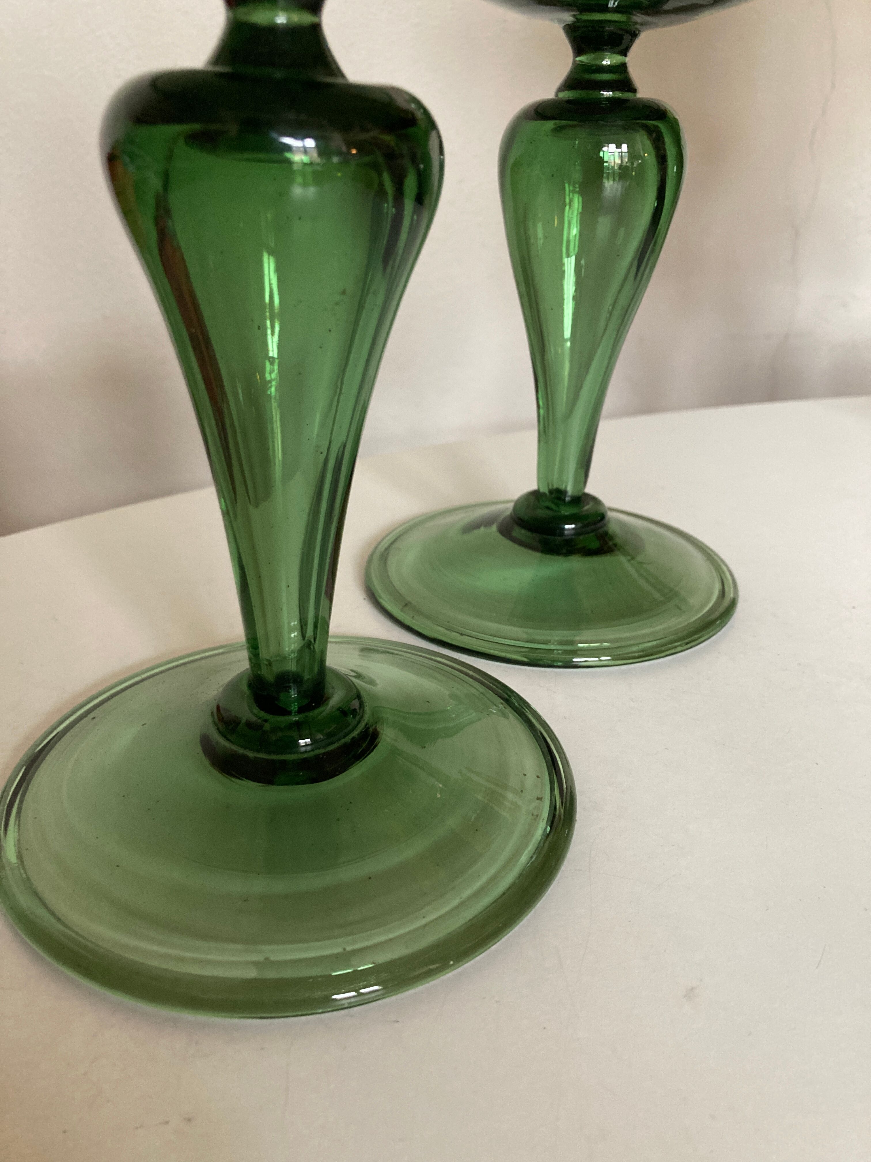 Pair of blown glass candlesticks 1960
