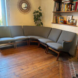 Vintage Scandinavian bench – Karl Sørlie & Sønner – restored, fabric