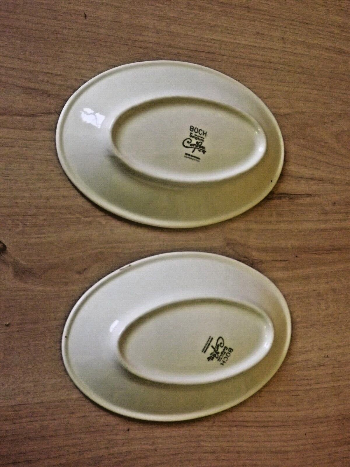 Vintage Boch La Louvière Corfou Collection Pair of Small Oval Serving Plates