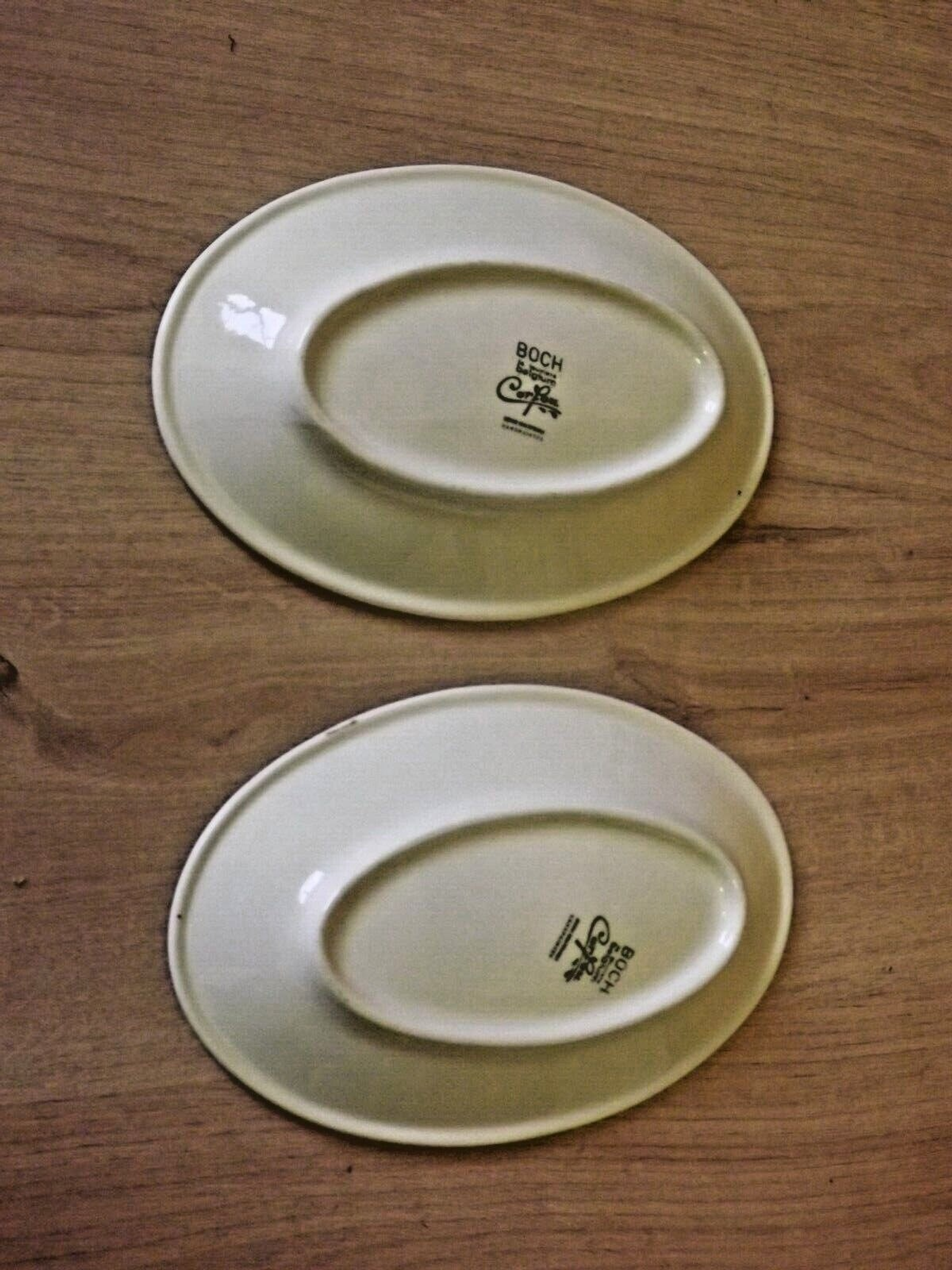 Vintage Boch La Louvière Corfou Collection Paire De Petites Assiettes De Service Ovales