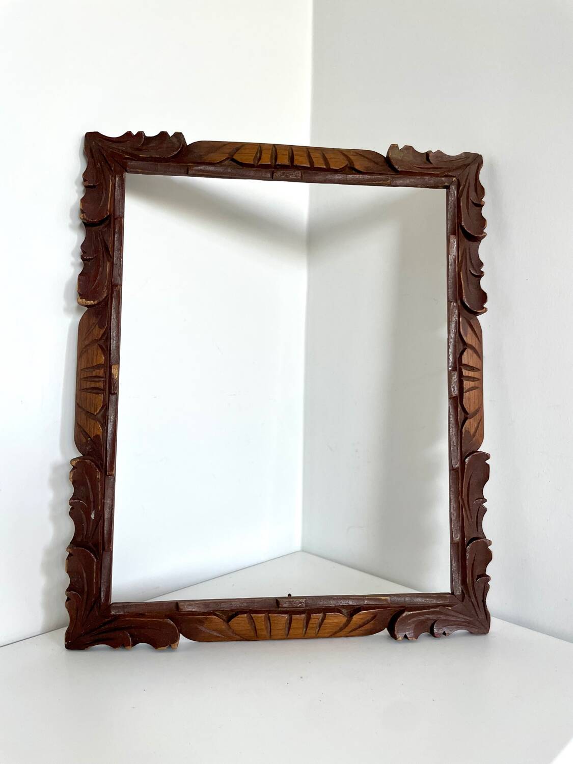 Antique handcarved frame Cedarwood 29.5 cm x 24 cm