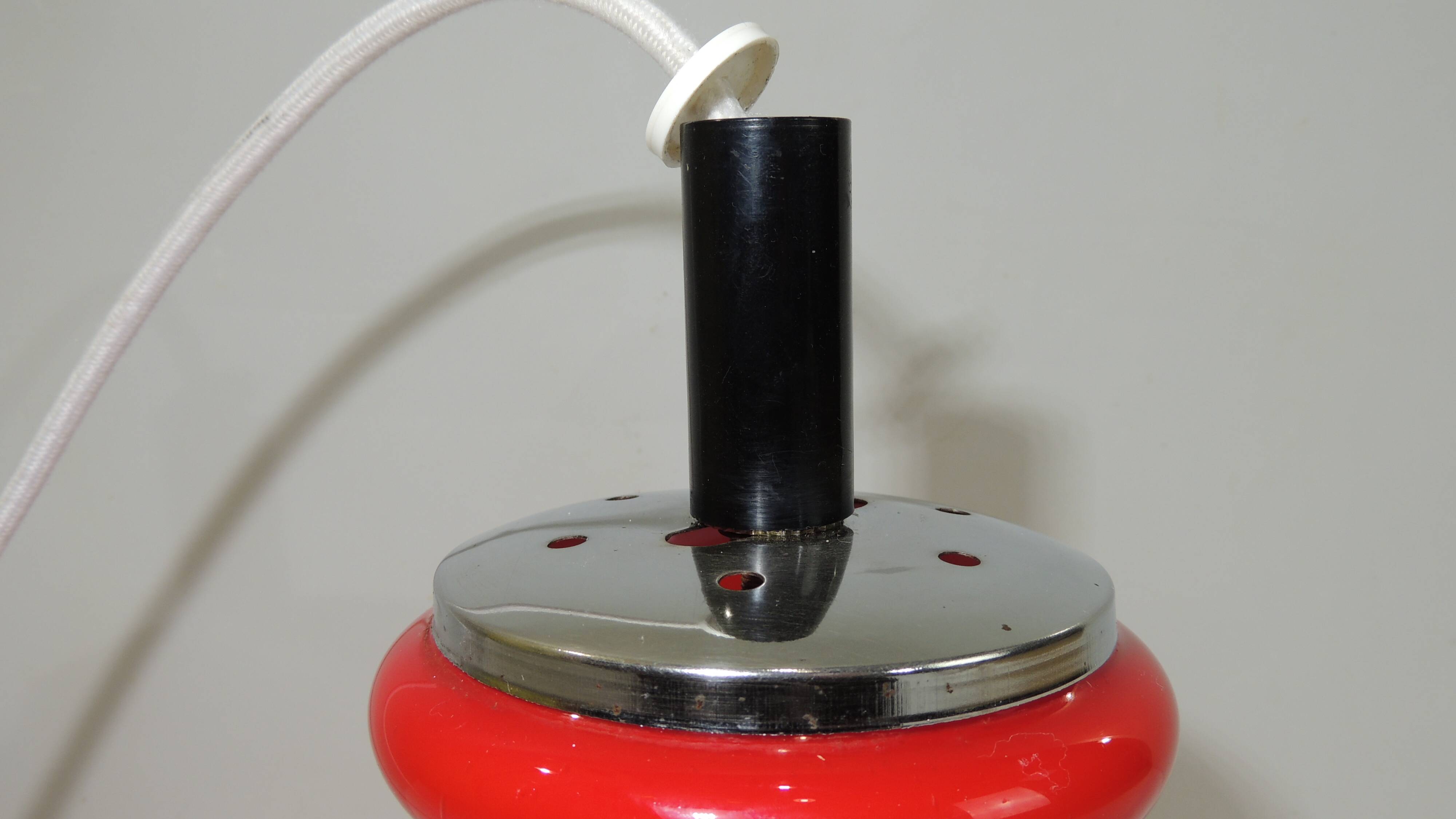 Red opaline pendant light / space age / vintage