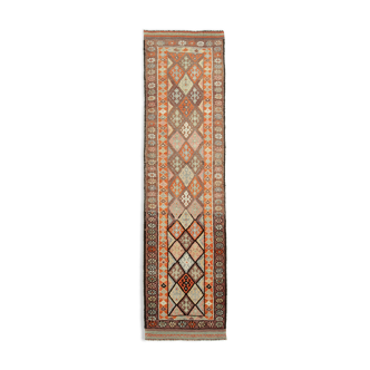 Handwoven Unique Anatolian Brown Runner Carpet 90 cm x 340 cm