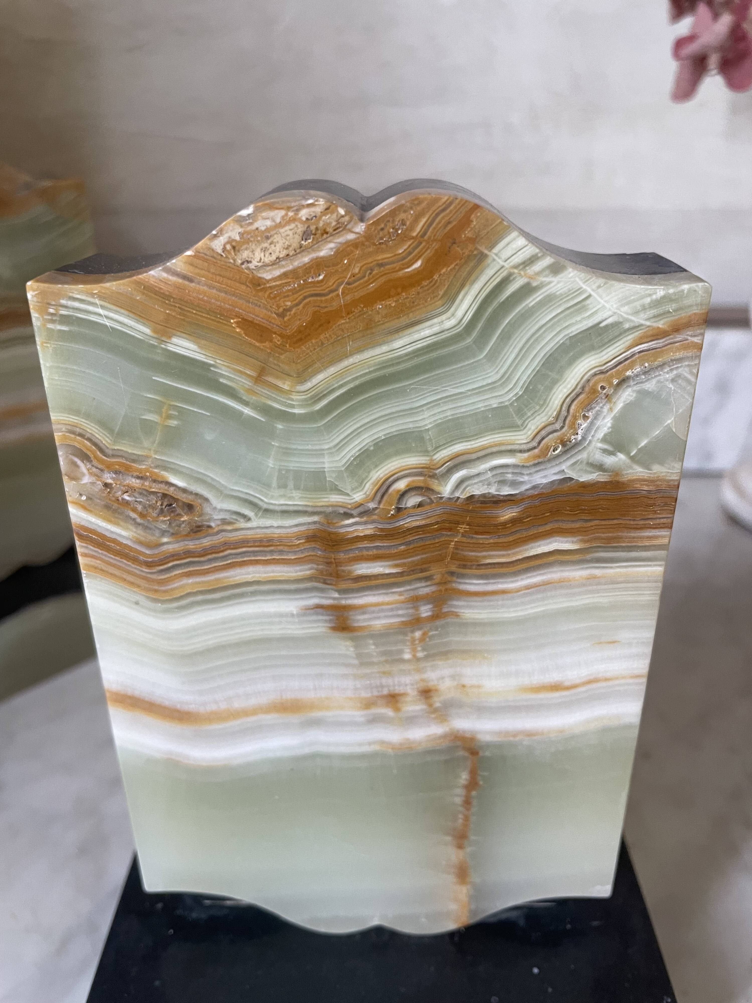 Art Deco onyx and marble bookends