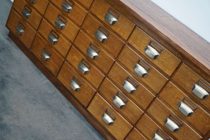 German apothecary's cabinet in oak mid-twentieth century