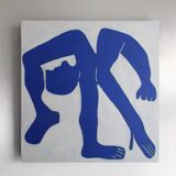 Figurative painting on unique stretched canvas 80X80cm