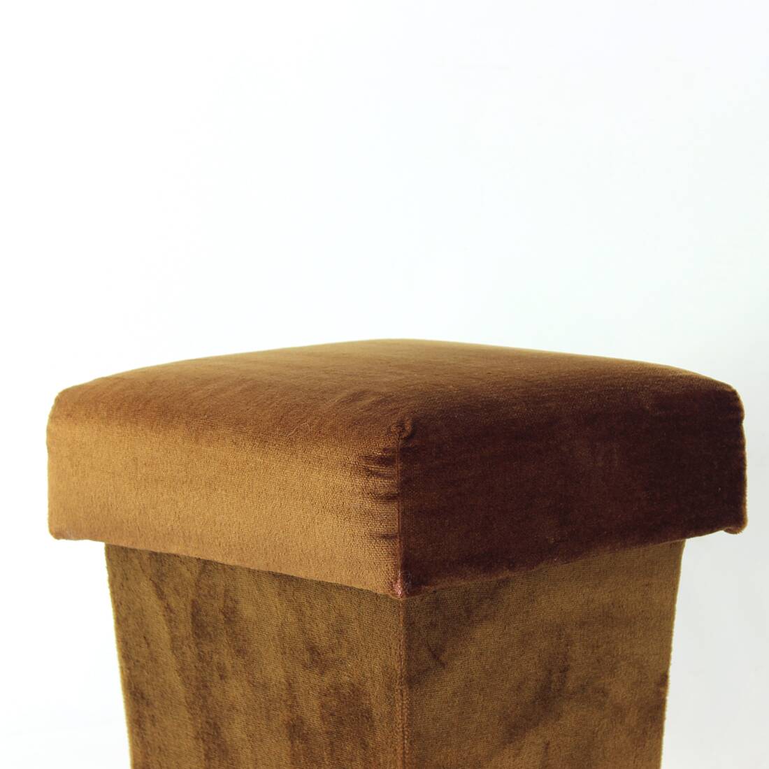 Tabouret vintage en velours marron, Tchécoslovaquie 1960