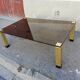 Vintage coffee table smoked glass and golden feet