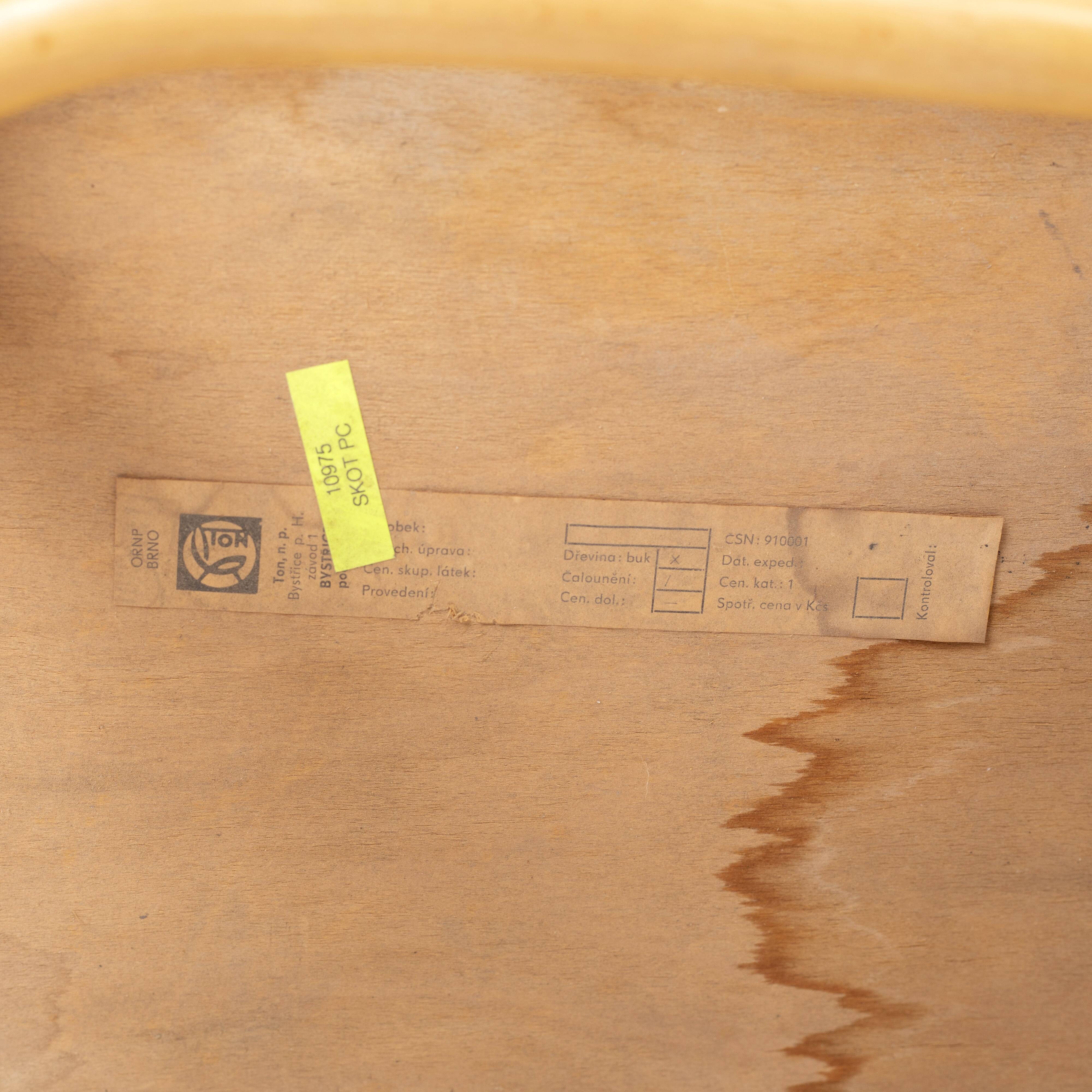 Set o 4 bentwood chairs in brown velvet by TON