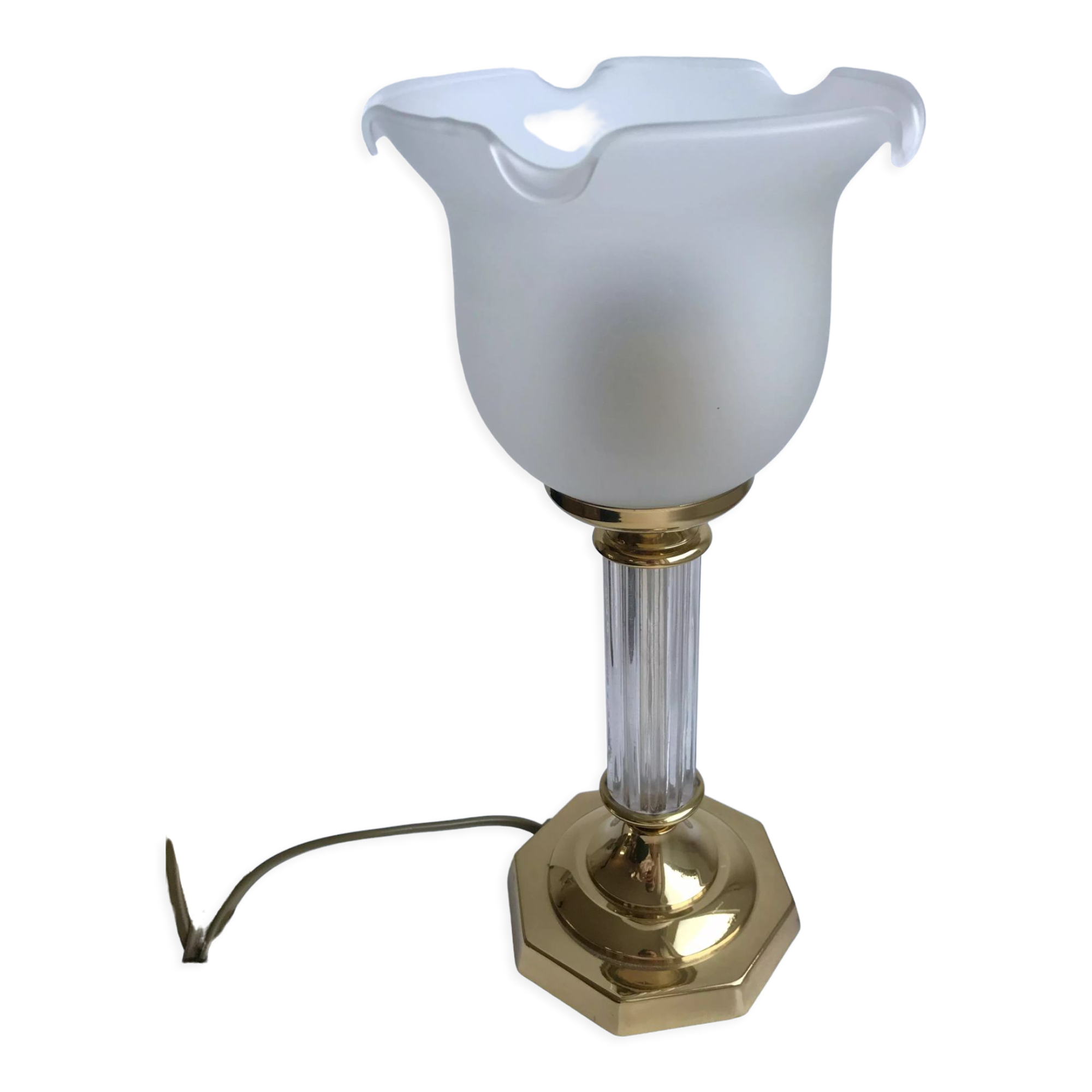 Tulip lamp in brass and glass 50s