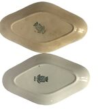Two earthenware dishes from Sarreguemines Saint Amand - Terre de Fer - Floral decoration