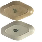 Two earthenware dishes from Sarreguemines Saint Amand - Terre de Fer - Floral decoration