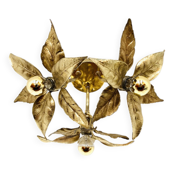 Floral Hollywood Regency Flush Lamp by Willy Daro for Massive