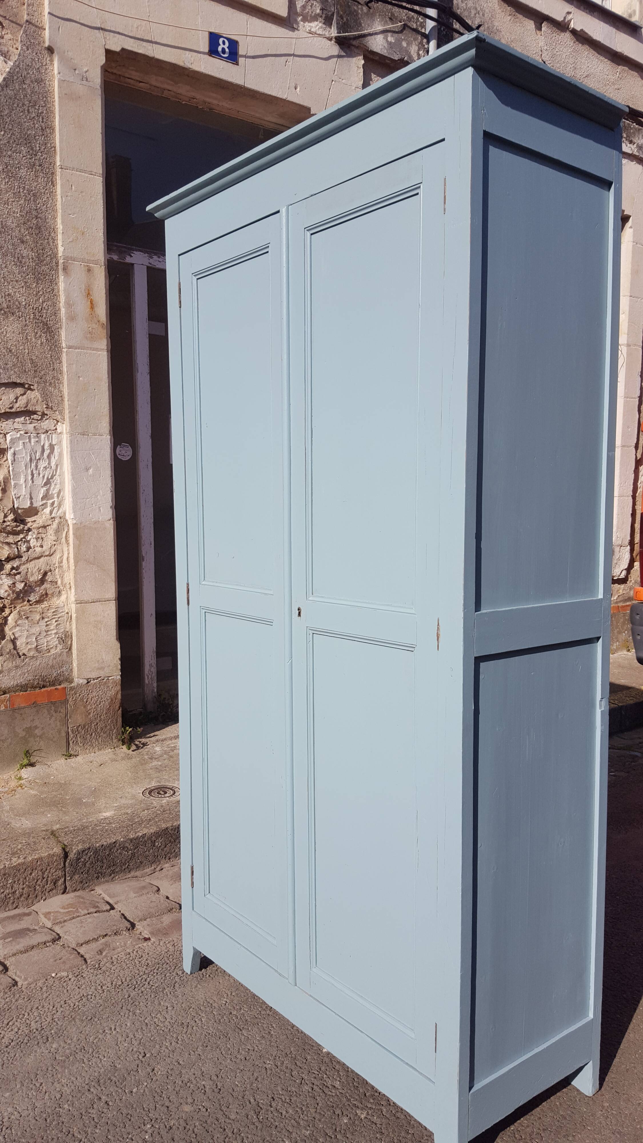 Grey blue Parisian wardrobe