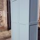 Grey blue Parisian wardrobe