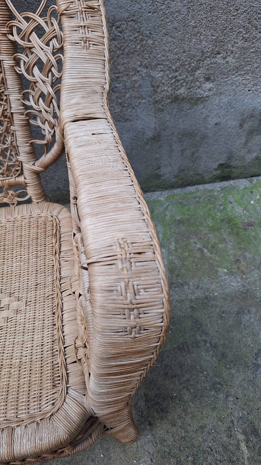 Peacock rattan garden set with bench and armchair