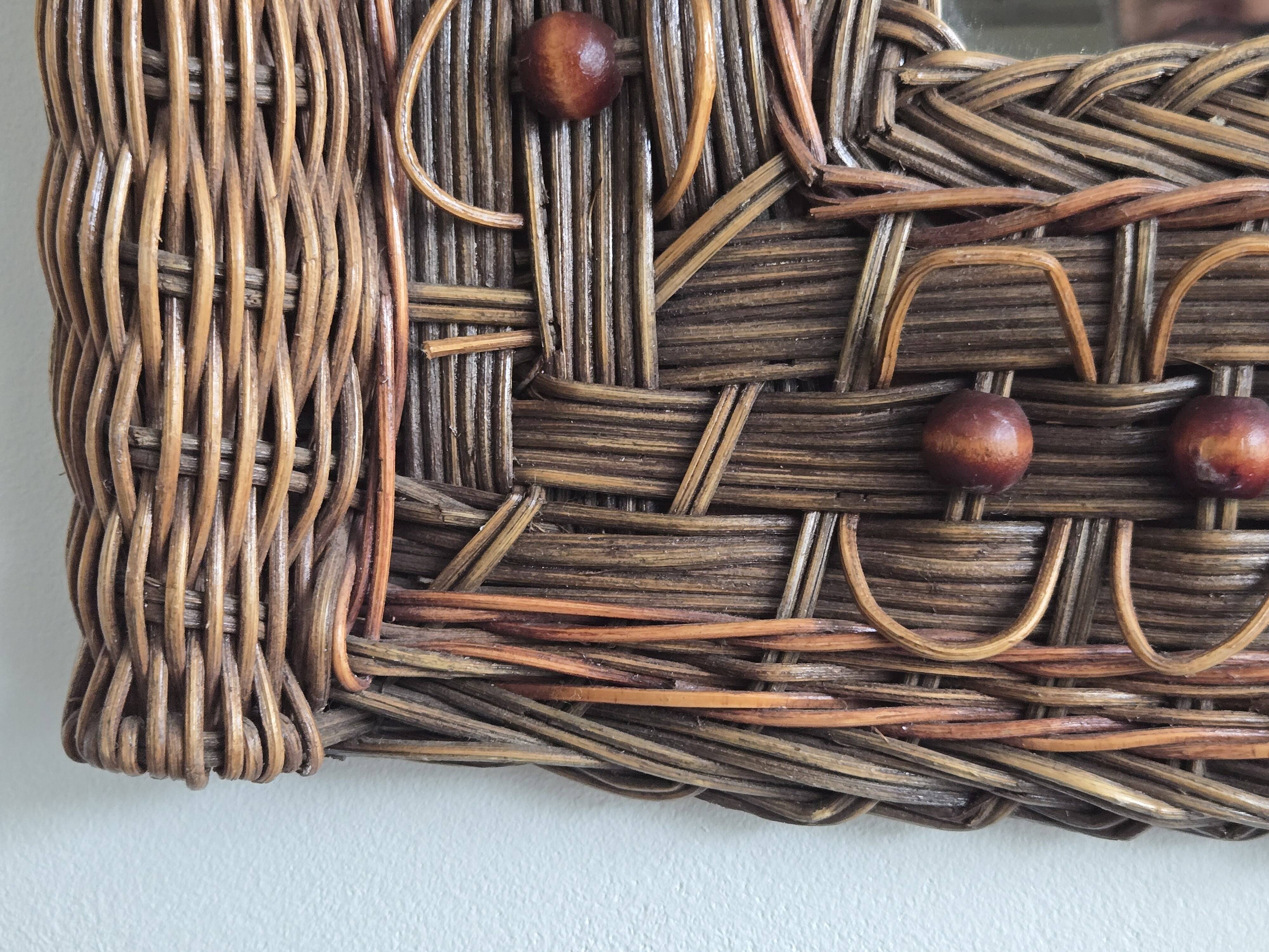 Vintage rattan mirror 1960
