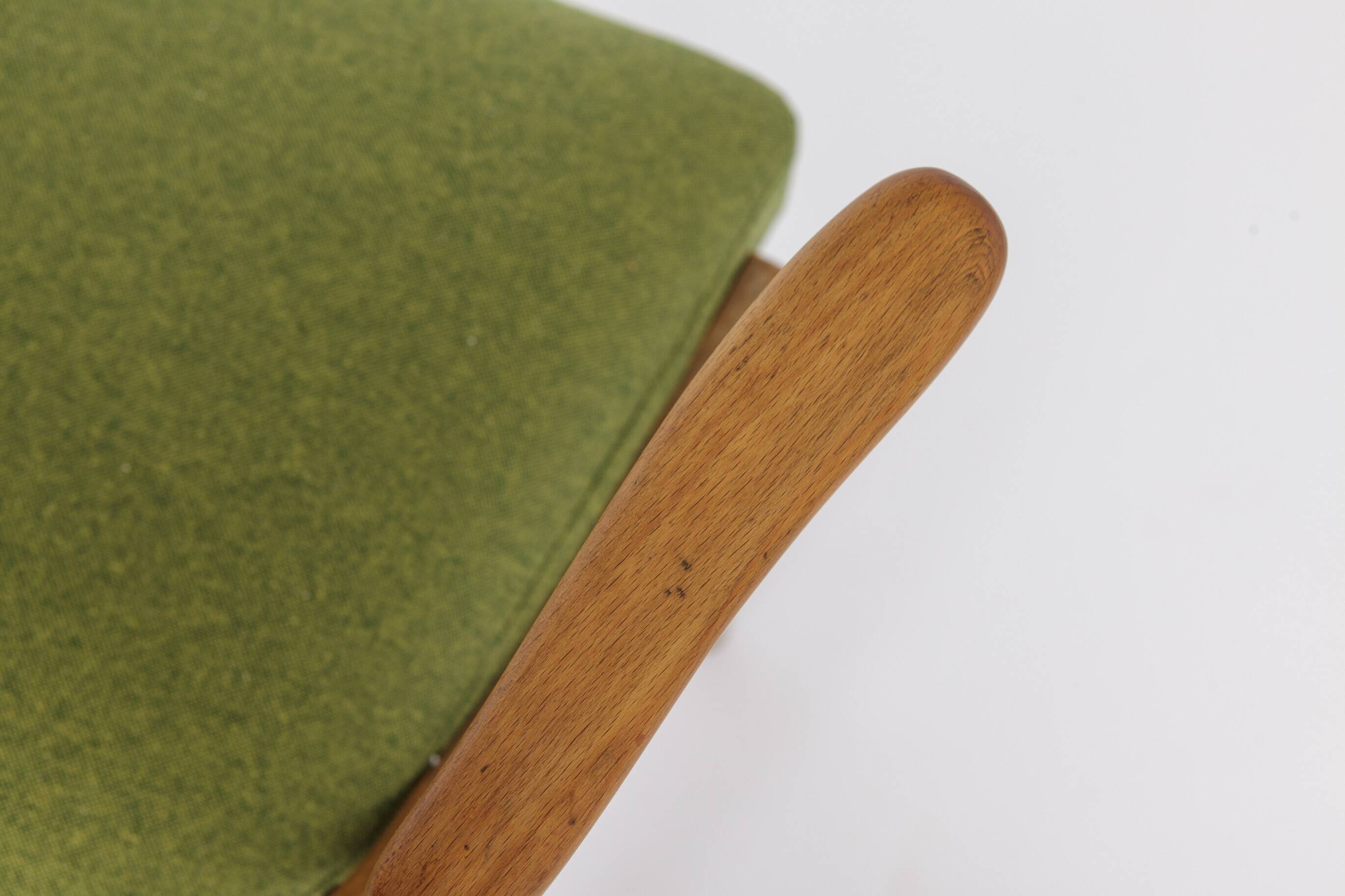 Fauteuil vintage années 1950 Allemagne, chaise en bois de hêtre, restaurée et rembourrée.