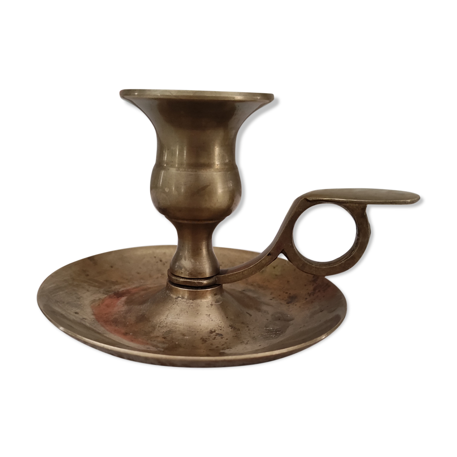 Hand candle holder called cellar rat in solid brass