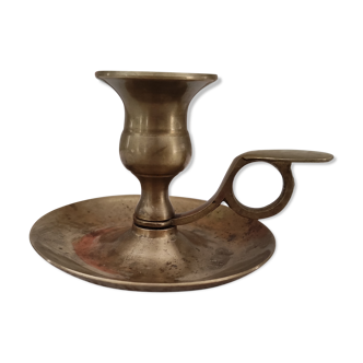 Hand candle holder called cellar rat in solid brass