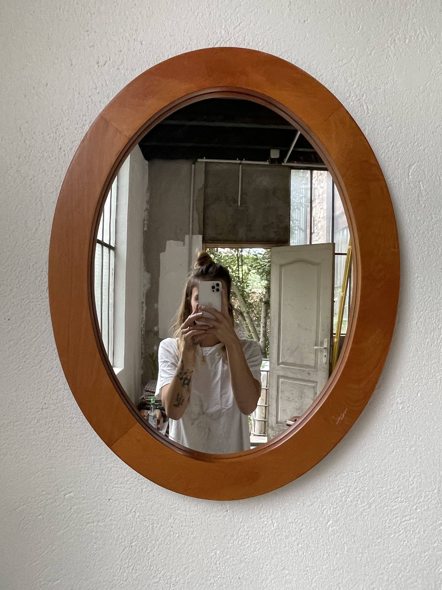 Oval cherry mirror