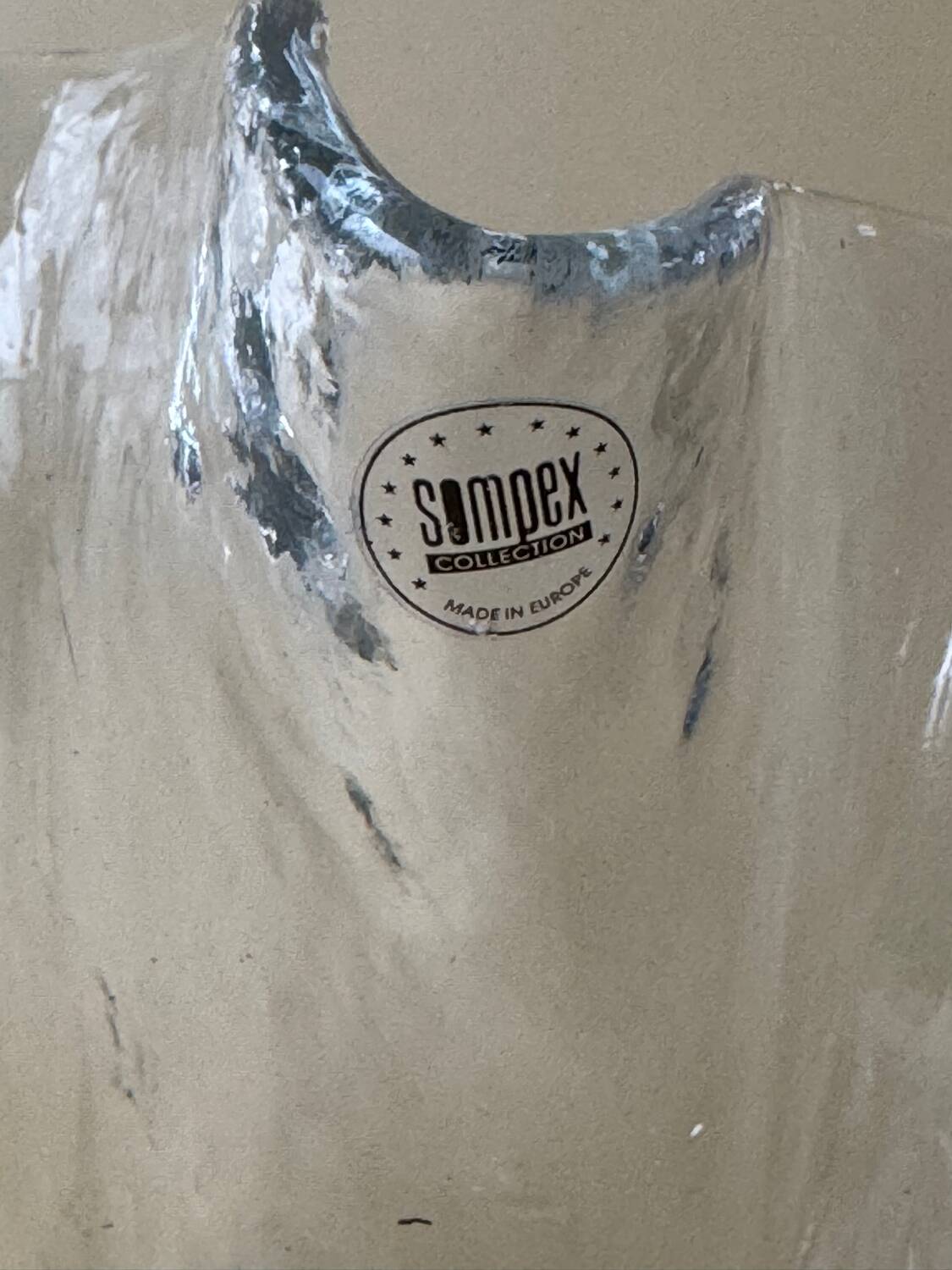 Sompex MCM vintage tissue vase: large clear textured glass