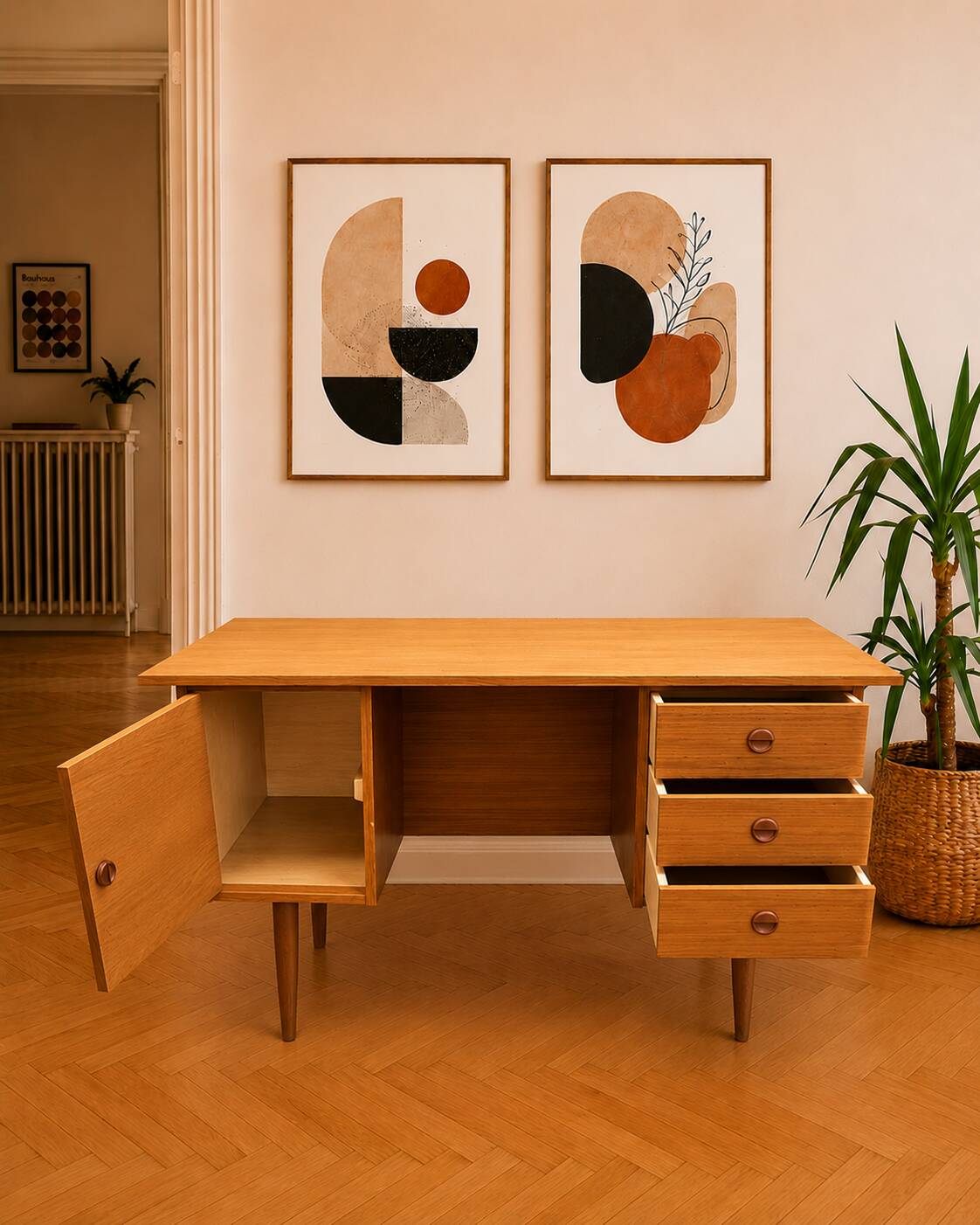 Bureau vintage placage teck