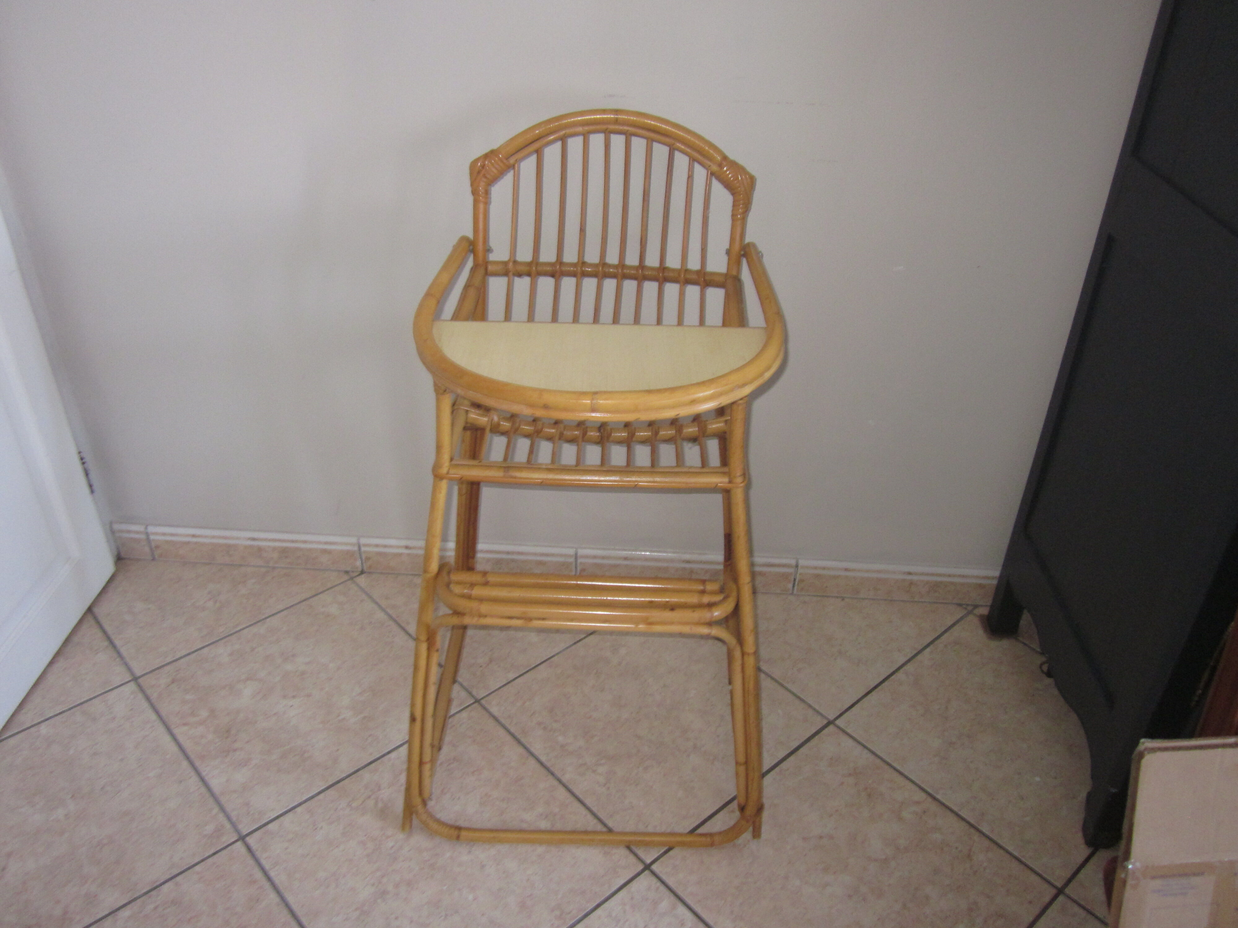 High chair child rattan of the years 60