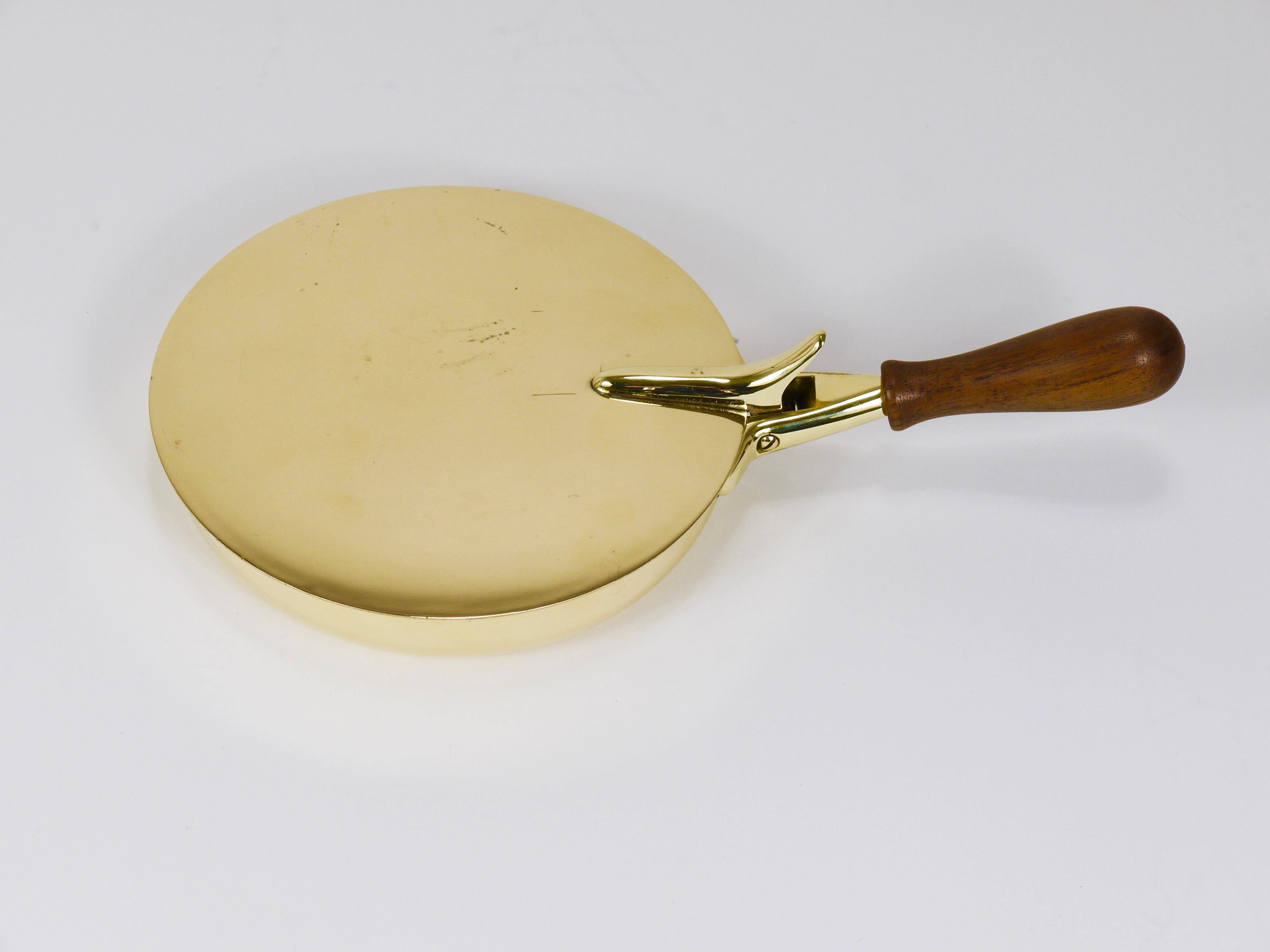 Butler Ashtray Marked Carl Aubock in Brass with Lid and Handle, Vienna, 1950s