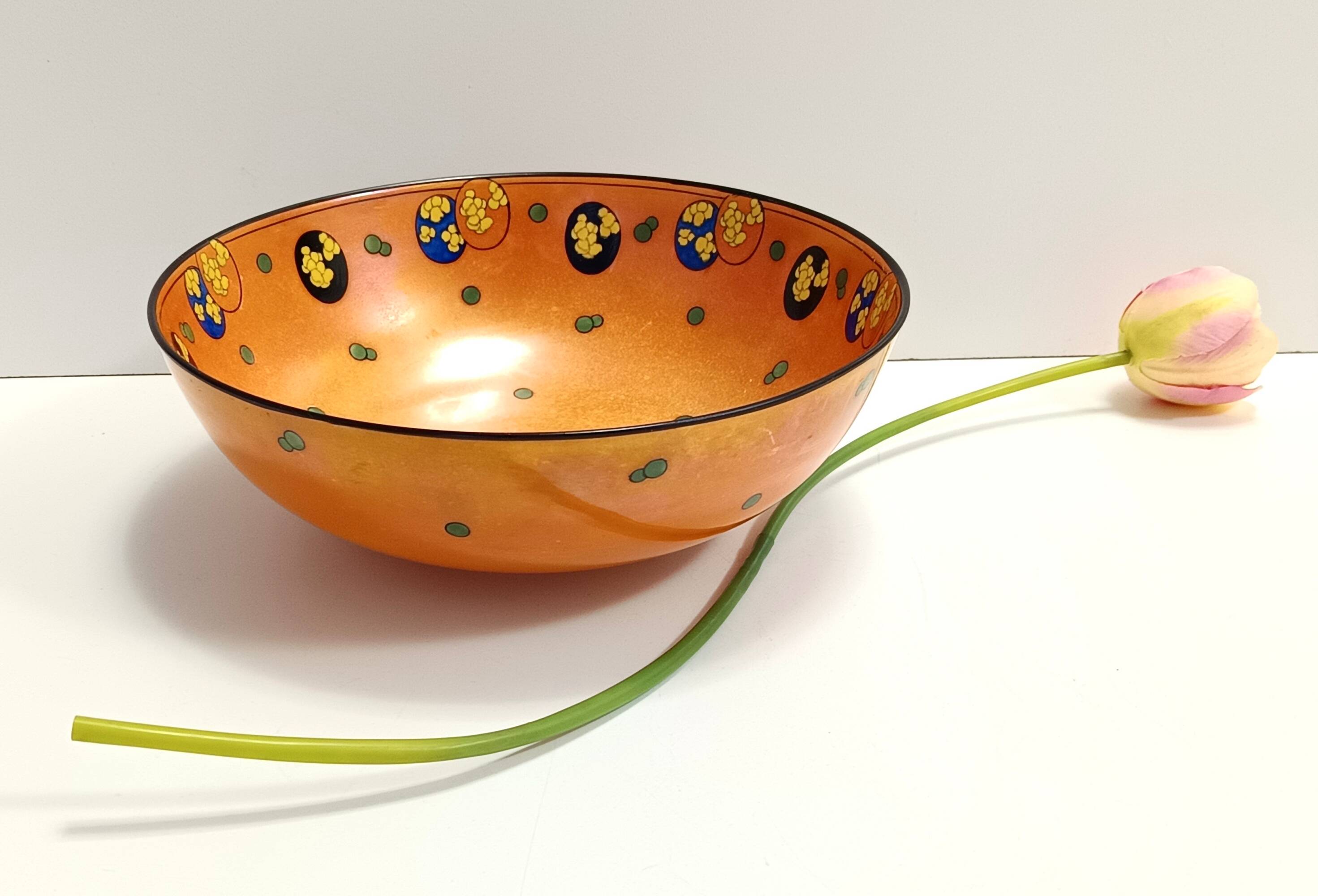 Orange Lacquered Porcelain Catchall by Royal Doulton, England