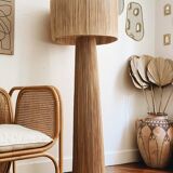 Minimalist raffia floor lamp