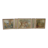 Set of Five Art Nouveau Decorative Panels. Allegory. French Work.