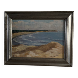 Oil on panel by M. Suilhor, beachfront, 20th century